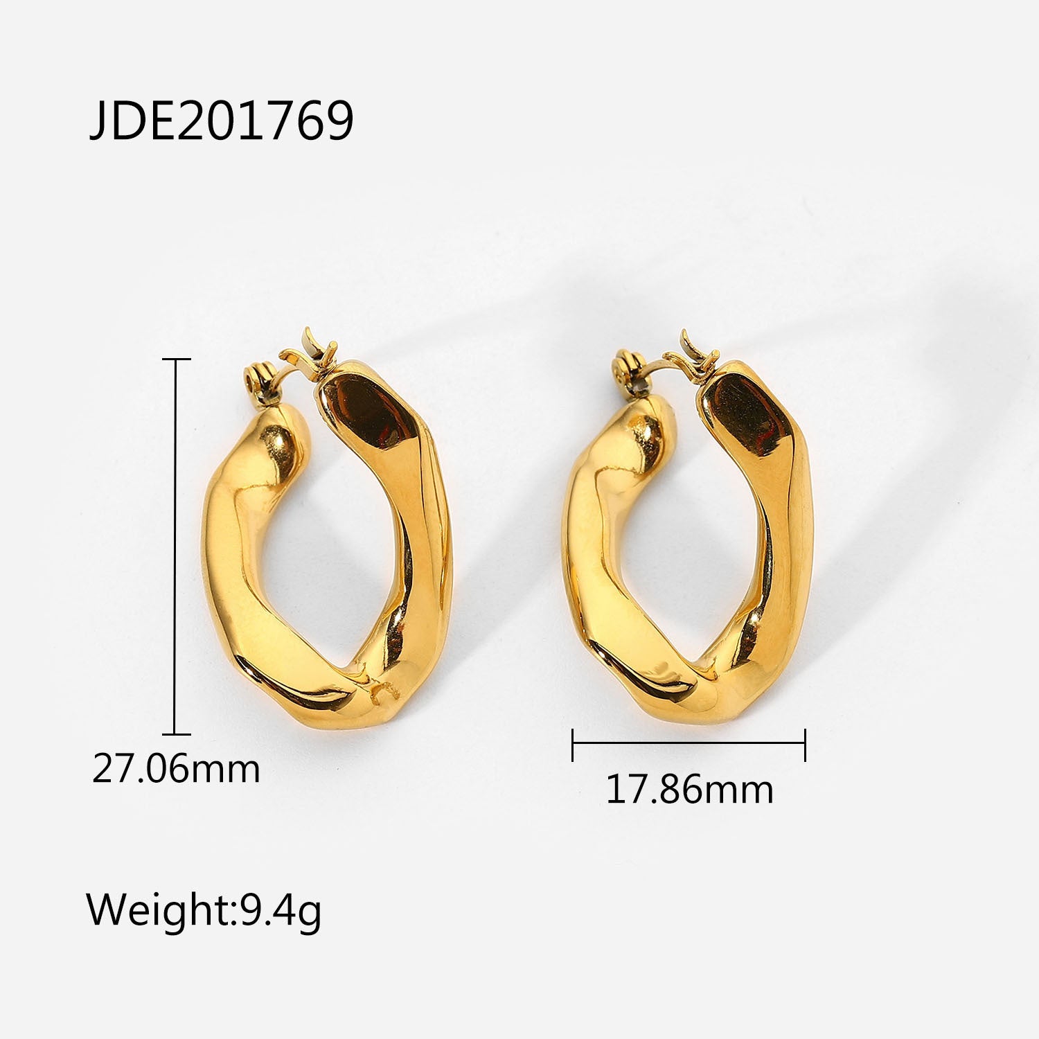 Minimalist Classic Elegant 18k Vermeil Gold Plated Vintage Retro Wavy Hoop Earrings | Mix Mix Style-Mix MIx Style