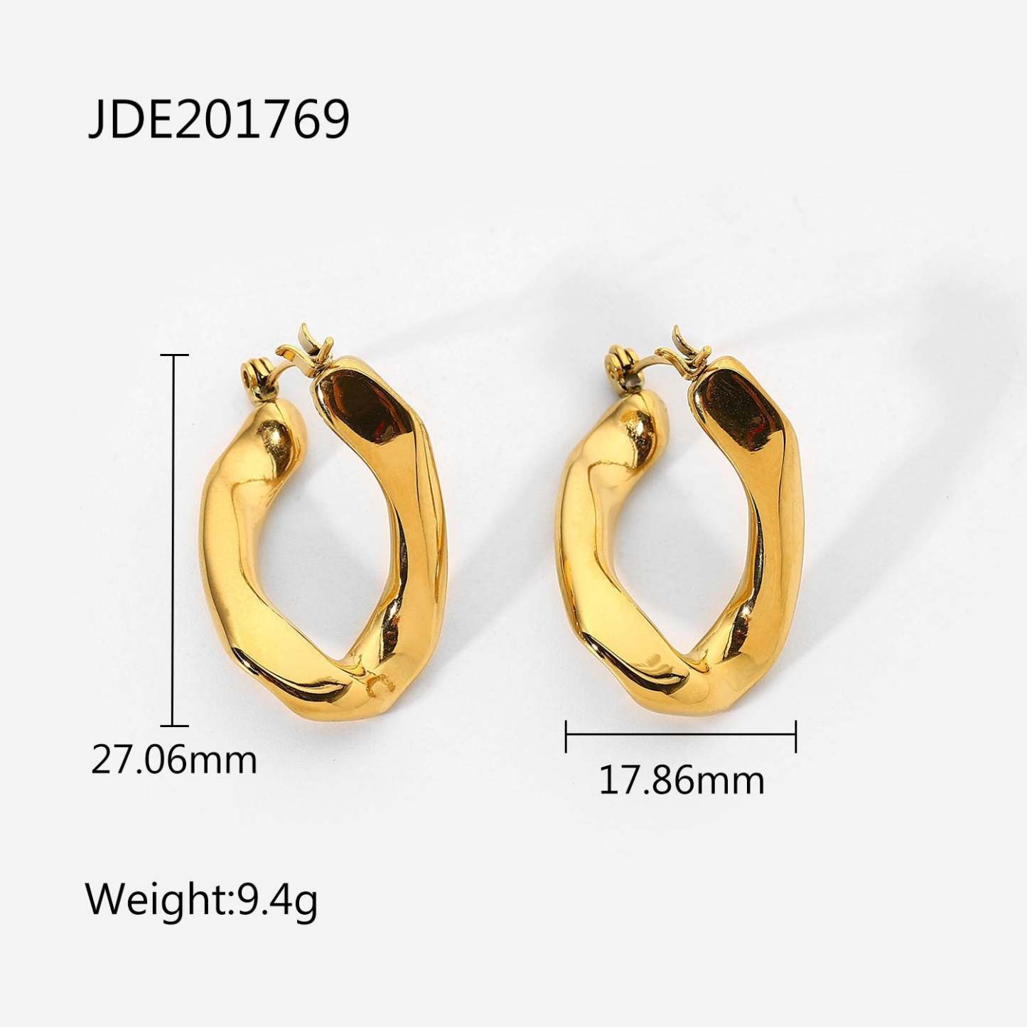 Minimalist Classic Elegant 18k Vermeil Gold Plated Vintage Retro Wavy Hoop Earrings | Mix Mix Style-Mix MIx Style