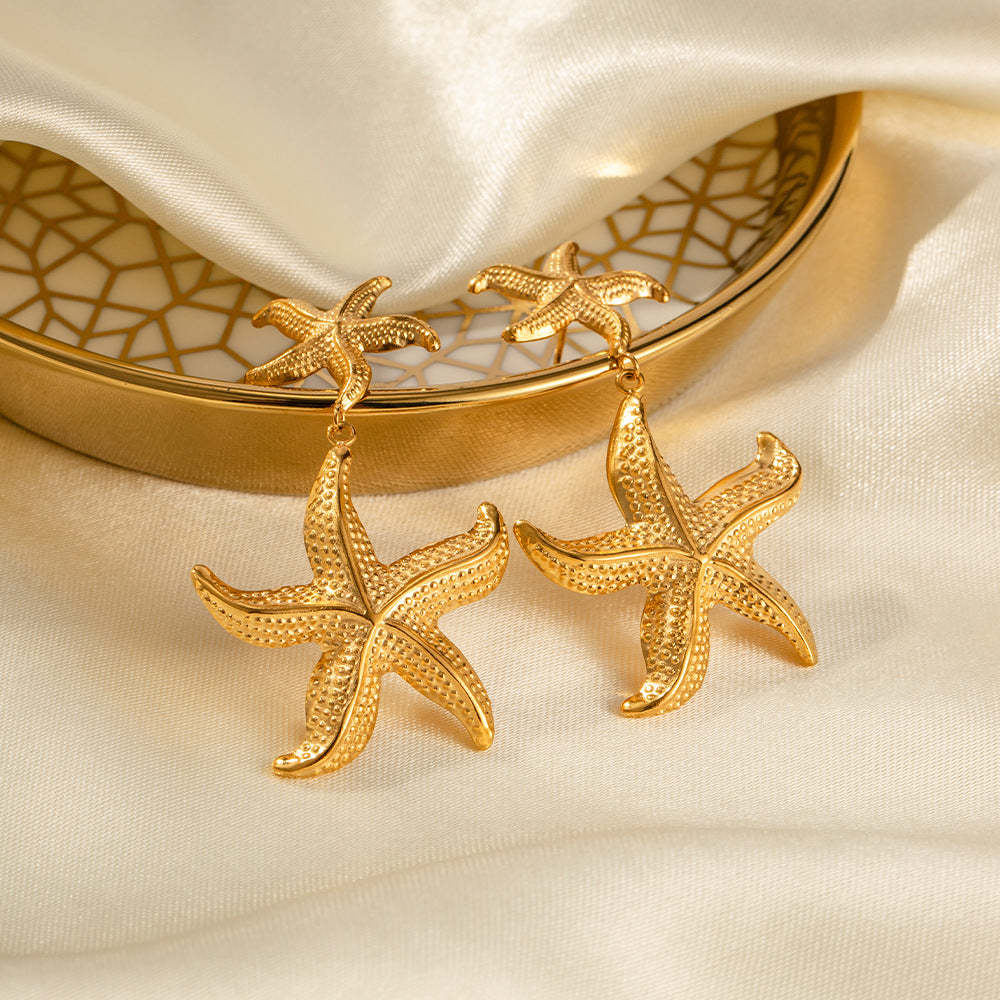 Starfish Shaped Timeless Elegant 18k Vermeil Gold Plated Drop Earrings | Mix Mix Style-Mix MIx Style