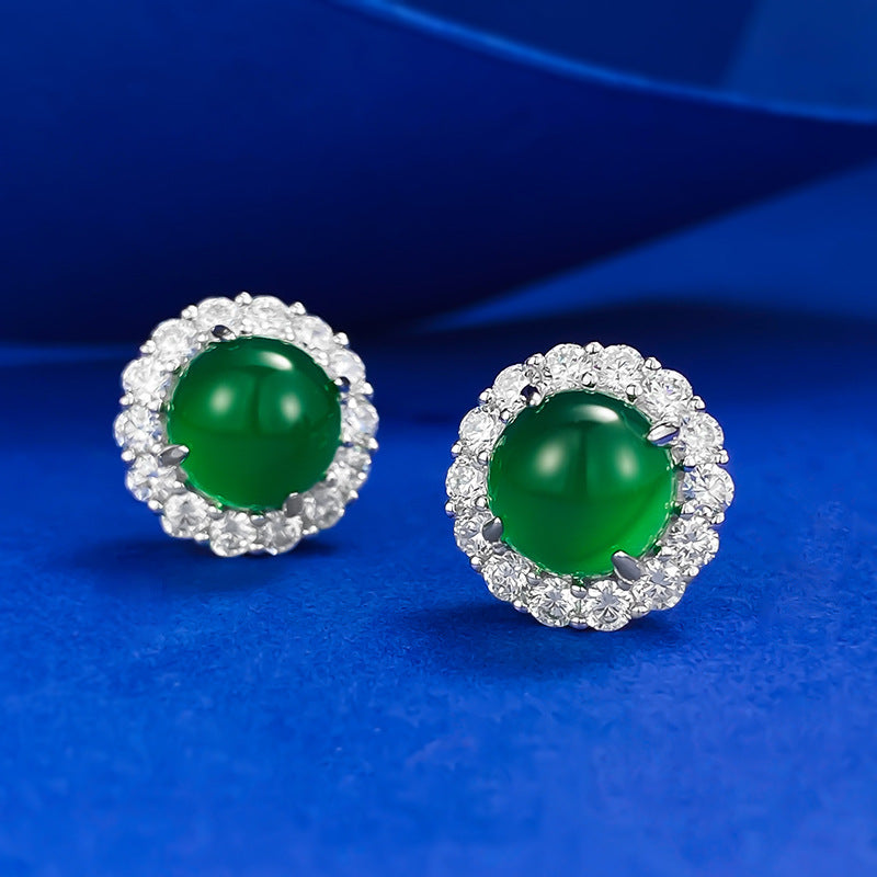 Green & White Dazzling Moissanite Diamonds Elegant 18k White Gold Plated Stud Earrings | Mix Mix Style-Mix MIx Style