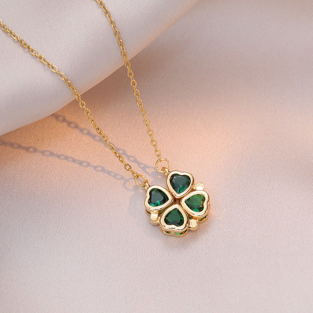 Colored gemstones necklace four-leaf flower necklace Mix Mix Style [Hot Seller]-Mix MIx Style