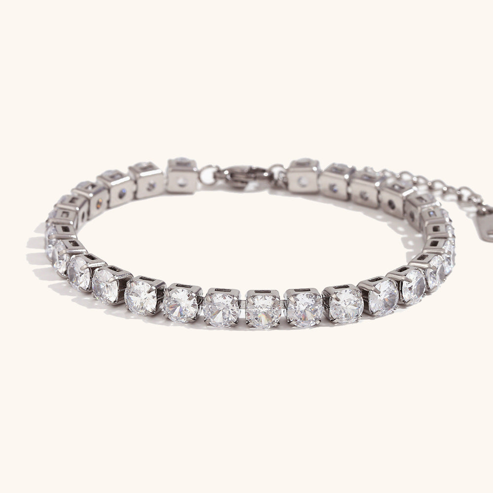 European and American cross-border hot selling fashion light luxury zircon chain bracelet stainless steel plated 18K gold simple hand jewelry-Mix MIx Style