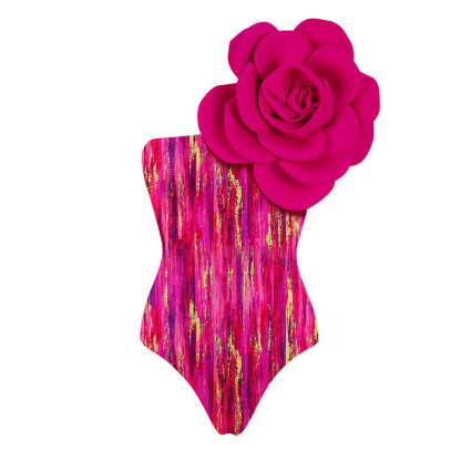 Statement Bodysuit & Swimsuit With Oversized Flower - Black | Mix Mix Style [Hot Seller]-Mix MIx Style