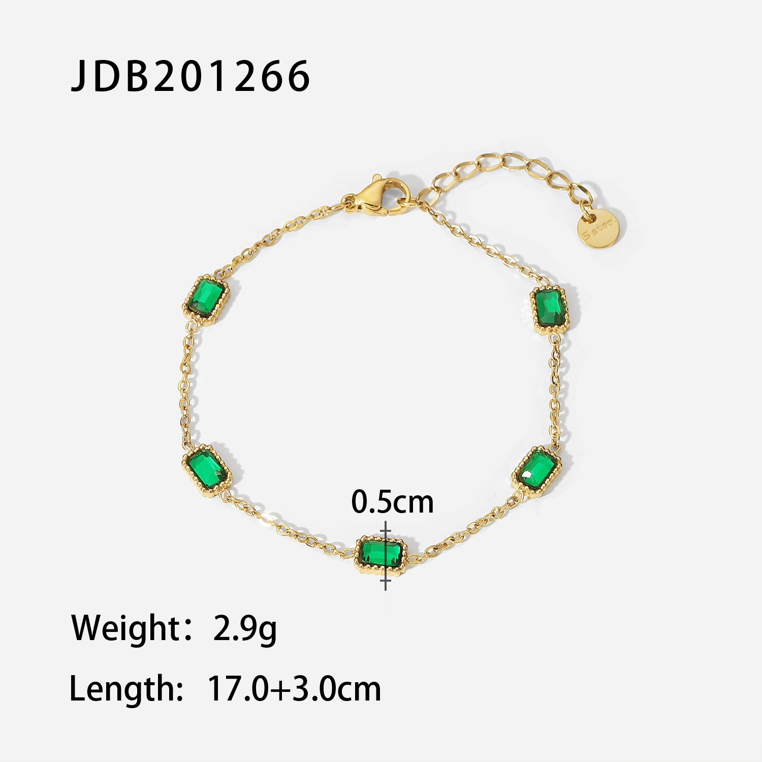 Classic Green Moissanite 18k Gold-plated Chain Bracelet | Mix Mix Style [Hot Seller]-Mix MIx Style