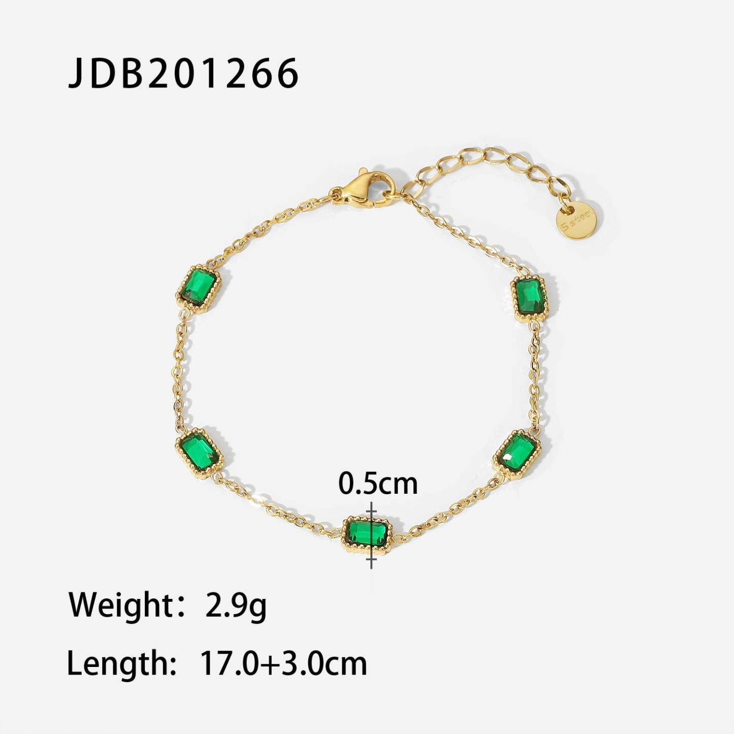 Classic Green Moissanite 18k Gold-plated Chain Bracelet | Mix Mix Style [Hot Seller]-Mix MIx Style