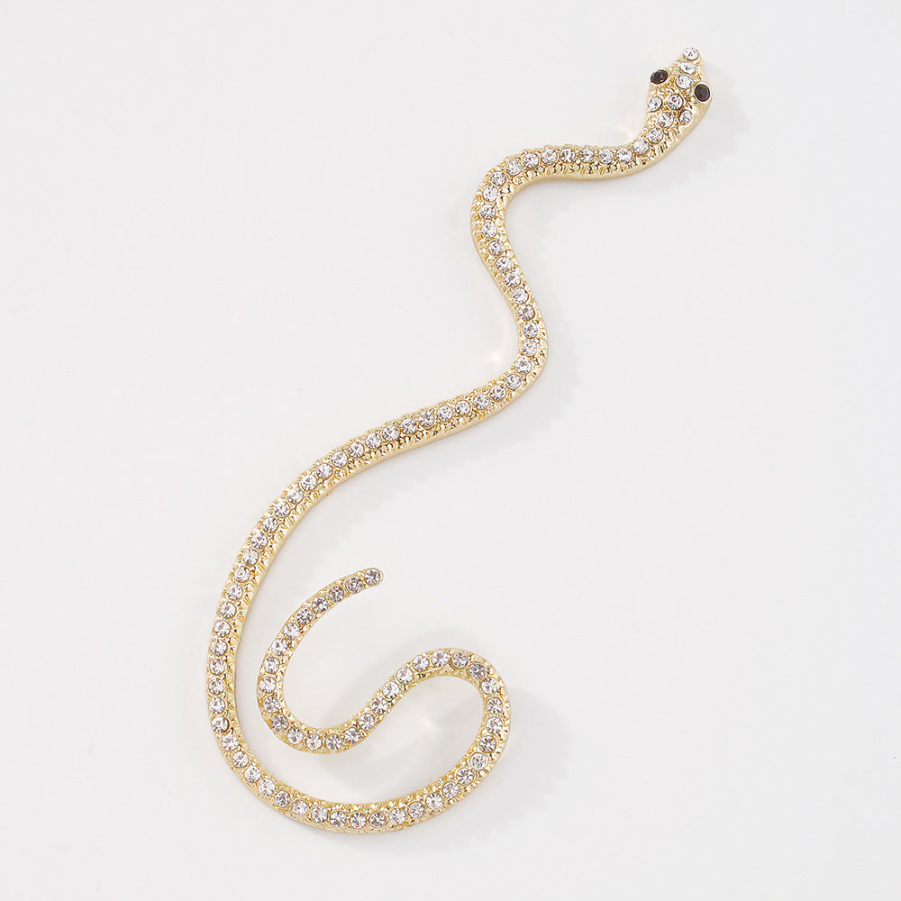 White Snake Trendy Moissanite Diamonds  18k Vermeil/White Gold Plated Ear Crawler Earrings | Mix Mix Style-Mix MIx Style