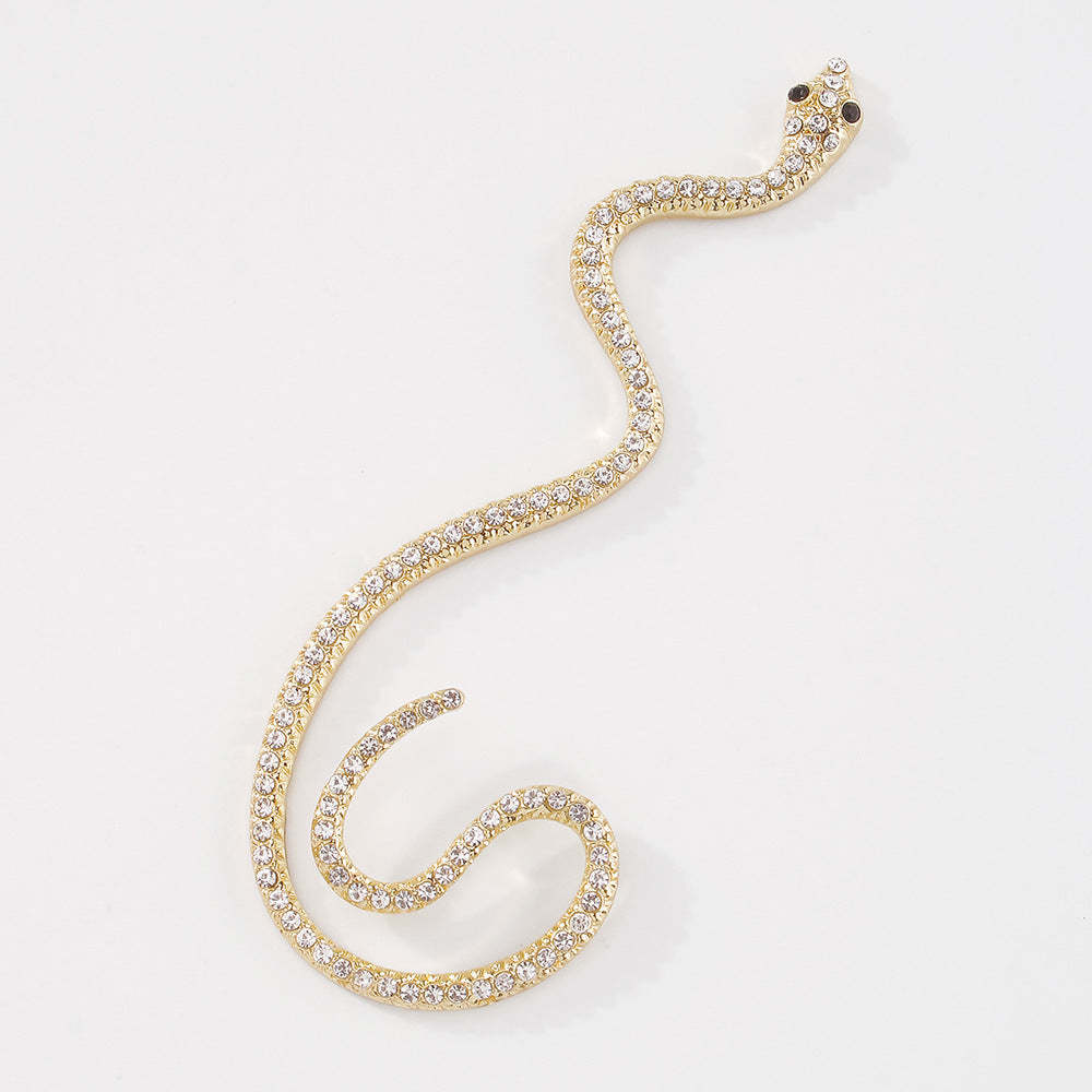 White Snake Trendy Moissanite Diamonds  18k Vermeil/White Gold Plated Ear Crawler Earrings | Mix Mix Style-Mix MIx Style