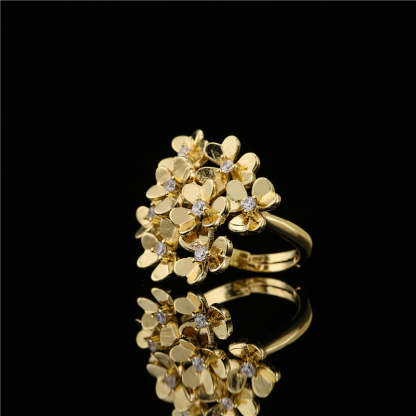 Bohemian style exaggerated copper-plated 18K gold flower ornament ring for women with adjustable opening in stock-Mix MIx Style