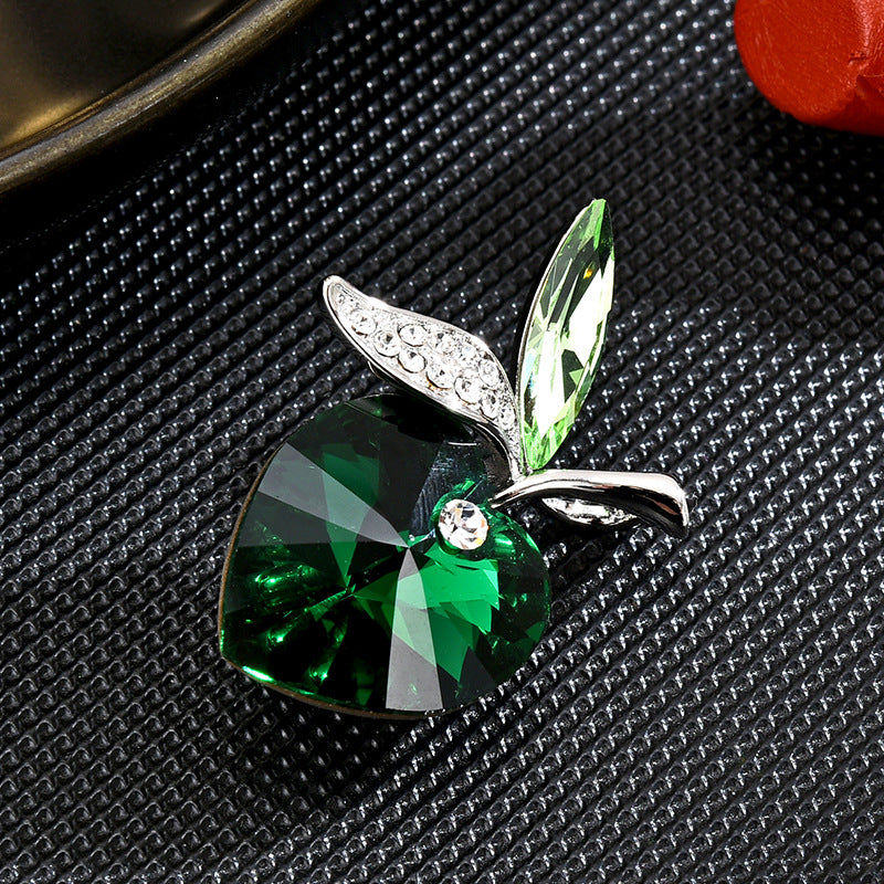 INS new sweet pure cute love Austrian crystal cherry elegant exquisite brooch coat accessories female-Mix MIx Style