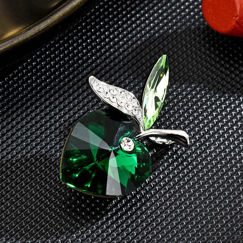 INS new sweet pure cute love Austrian crystal cherry elegant exquisite brooch coat accessories female-Mix MIx Style