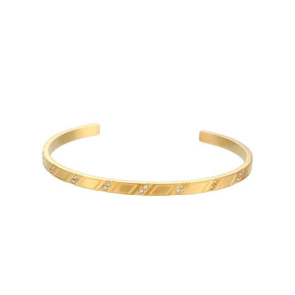 European and American cross-border hot selling rectangular zircon open bracelet simple stainless steel plated 18K gold dripping oil hand jewelry for women-Mix MIx Style