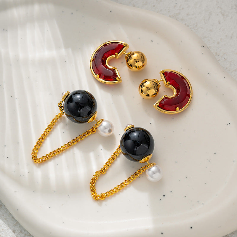 Retro high-end earrings for women 2023 new style fashion temperament light luxury earrings niche French retro earrings-Mix MIx Style