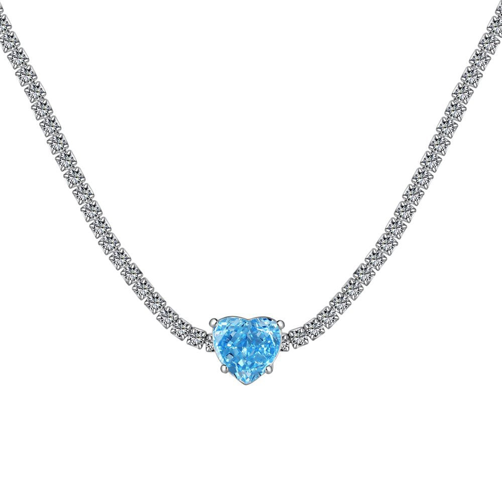 S925 sterling silver tennis necklace women's radiant chopped ice high carbon diamond zircon full diamond tennis chain clavicle neck necklace-Mix MIx Style