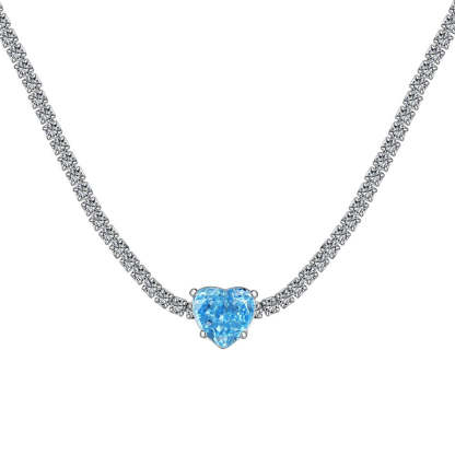 S925 sterling silver tennis necklace women's radiant chopped ice high carbon diamond zircon full diamond tennis chain clavicle neck necklace-Mix MIx Style