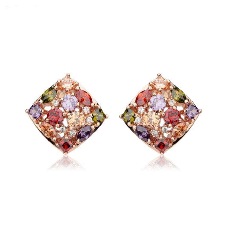 Multicolor Dazzling Trendy Round Cut Moissanite Diamonds Elegant 18k R