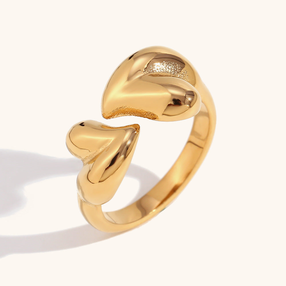 Open Heart Antique Classic Solid Elegant Dainty  18k Vermeil Gold Plated Adjustable Ring Jewelry | Mix Mix Style-Mix MIx Style