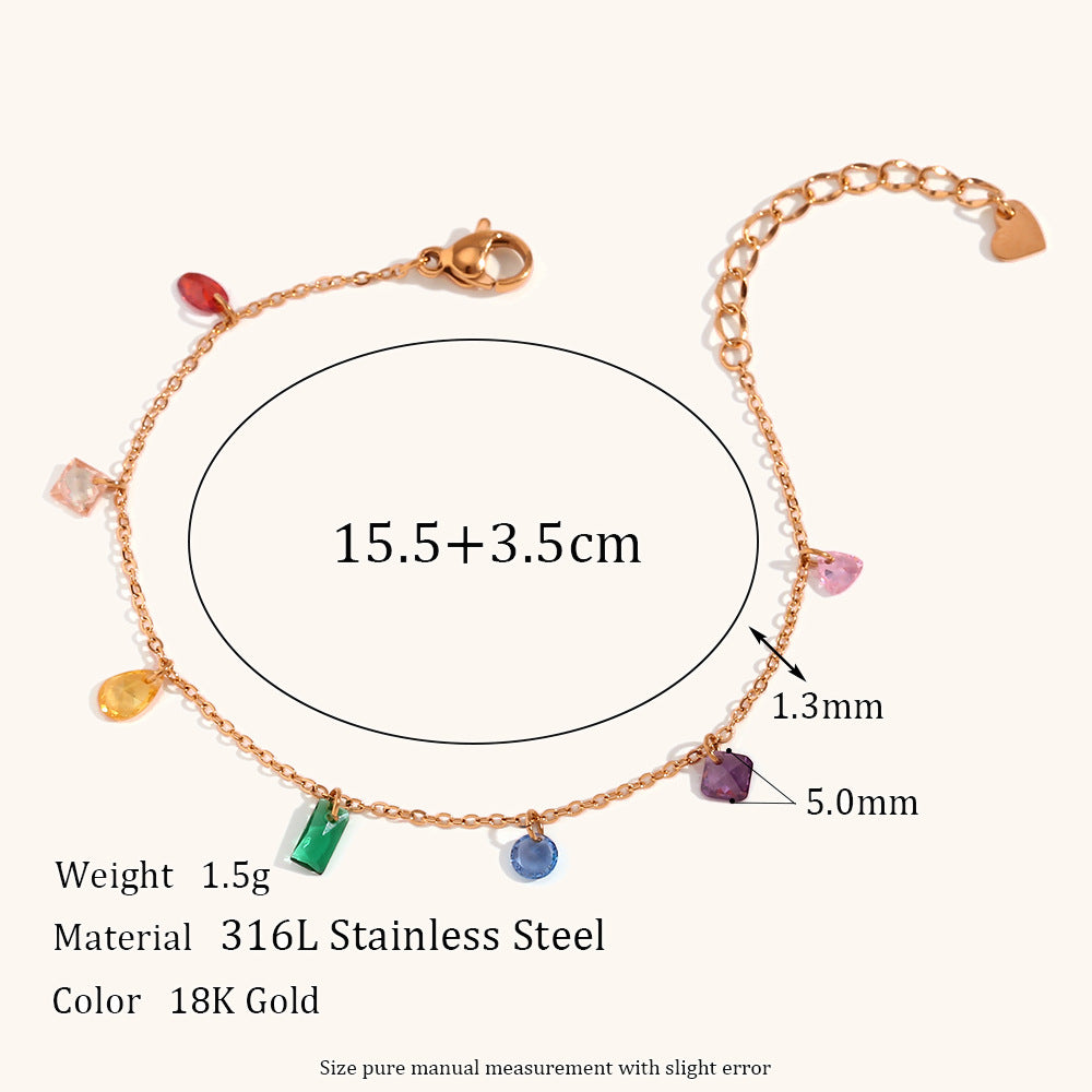 Multicolor Retro Classic Diamonds Luxury 18k Vermeil Gold Plated Necklace Bracelet & Anklet Jewelry Set | Mix Mix Style-Mix MIx Style