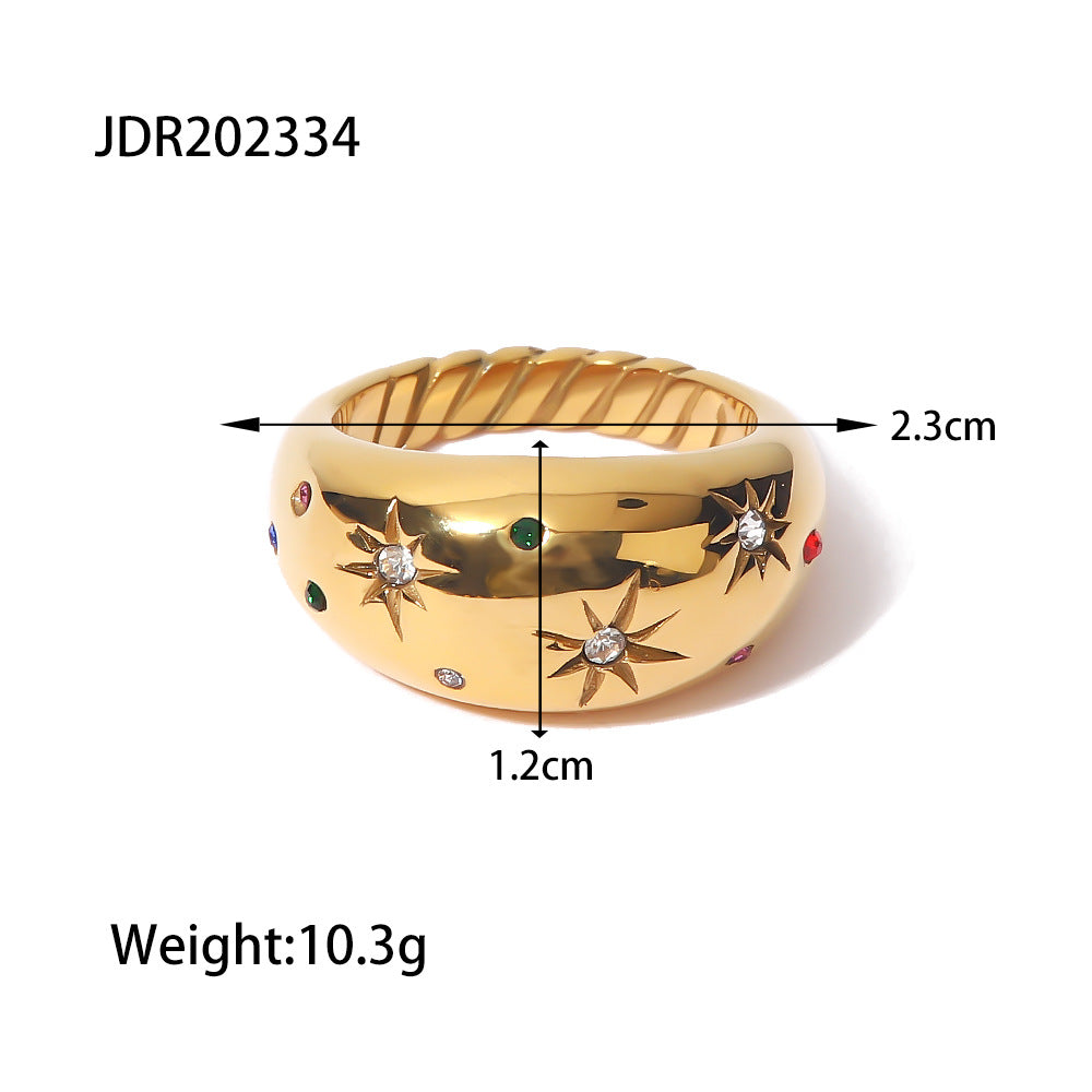 French light luxury high-end retro fashion six-pointed star zircon ring ins cold style fashion hand jewelry female trend-Mix MIx Style