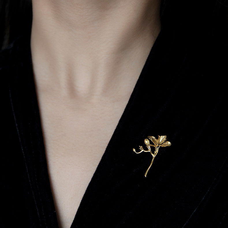 Looking for original British March sterling silver S925 natural, beautiful and elegant freesia brooch.-Mix MIx Style