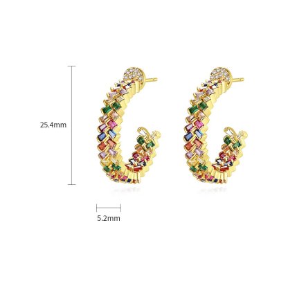 Trendy Multicolor Moissanite Diamonds Elegant 18k Vermeil/White Gold Plated Vintage Hoop Earrings | Mix Mix Style-Mix MIx Style