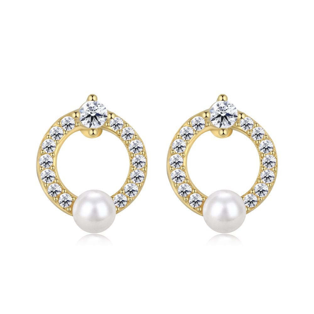New S925 sterling silver freshwater pearl earrings for women cross-bor