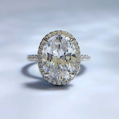 Elegant Solitarie White Oval Cut Moissanite Diamond 5ct 18k White Gold Plated Engagement Ring | Mix Mix Style-Mix MIx Style