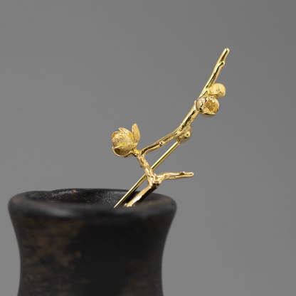 Looking for original Gufang S925 sterling silver brooch, new Chinese Zen style, ancient style, literary and artistic poetic temperament, wintersweet flower-Mix MIx Style