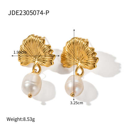 Golden Fan Retro Pendant Akoya Pearl Diamond Luxury 18k Gold Plated Necklace Earrings Jewelry Set | Mix Mix Style-Mix MIx Style