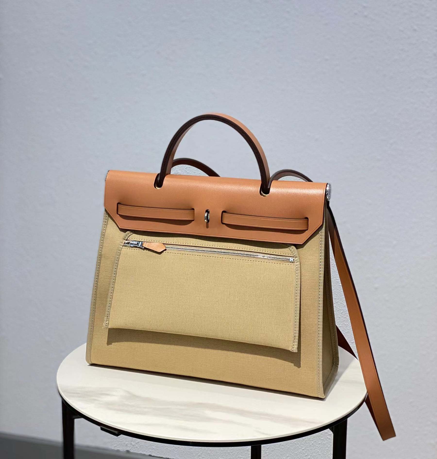 2022 new trend herbag31 first layer cowhide and canvas Kelly bag 39 shoulder crossbody large capacity handbag-Mix MIx Style