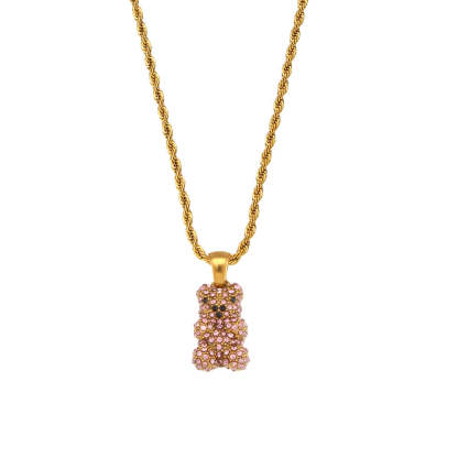 Retro Teddy Bear Classic Solid Diamonds Pendant Luxury 18k Gold Plated Necklace Jewelry | Mix Mix Style-Mix MIx Style