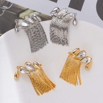 Tassel earrings for women light luxury cold style high-end water drop earrings detachable fashionable temperament 925 silver needle earrings-Mix MIx Style