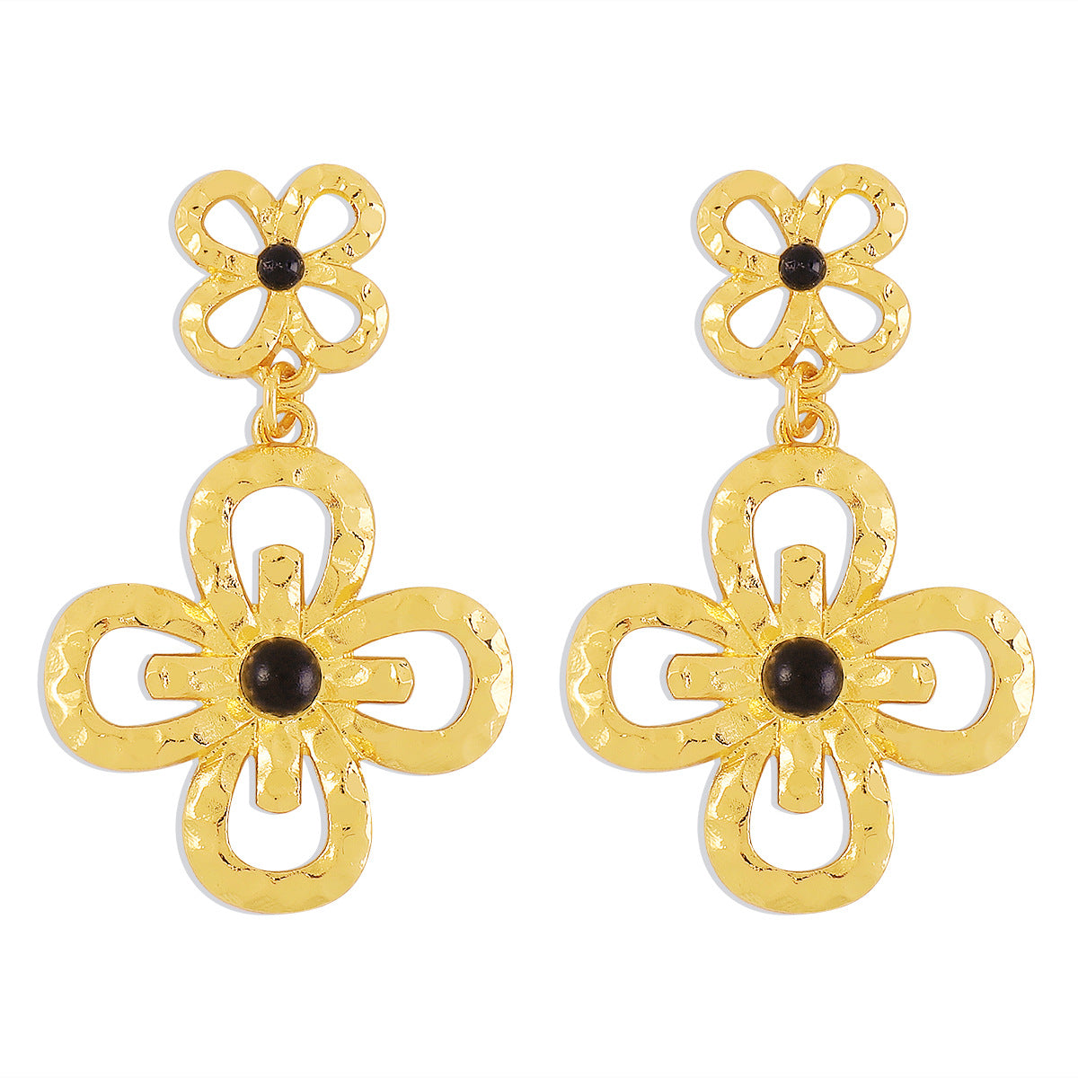 Golden Black Vintage Pendant Akoya Pearl Flower 18k Vermeil Gold Plated Drop Earring Jewelry | Mix Mix Style-Mix MIx Style