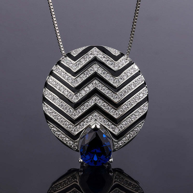 Pink & Blue Vintage Pendant Pear Cut Diamond Luxury 18k White Gold Plated Necklace Earrings Jewelry Set | Mix Mix Style-Mix MIx Style