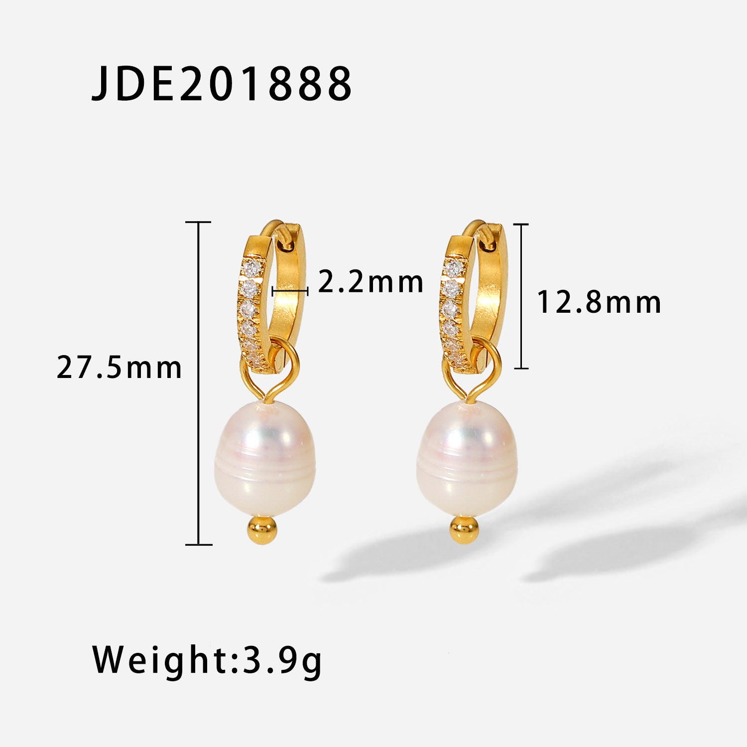 Classic Timeless White Akoya Pearls & Moissanite Diamonds Elegant 18k Vermeil Gold Plated Hoop/Drop Earrings | Mix Mix Style-Mix MIx Style