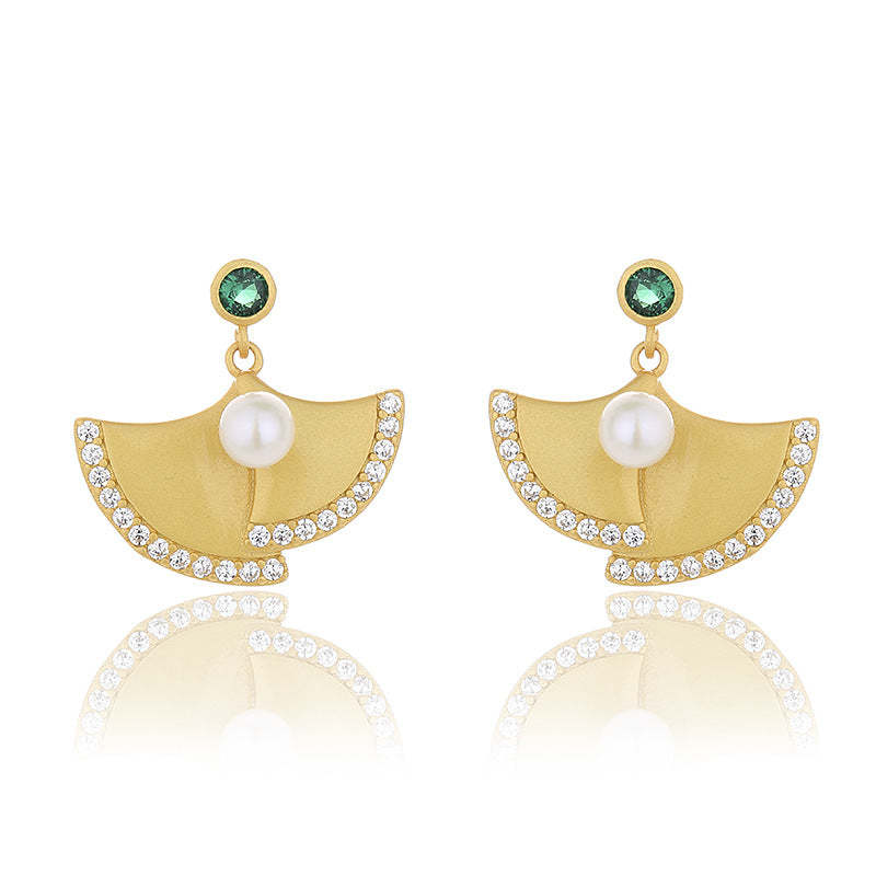 s925 Sterling Silver Akoya Pearls Fan Earrings | Mix Mix Style [Hot Seller]-Mix MIx Style