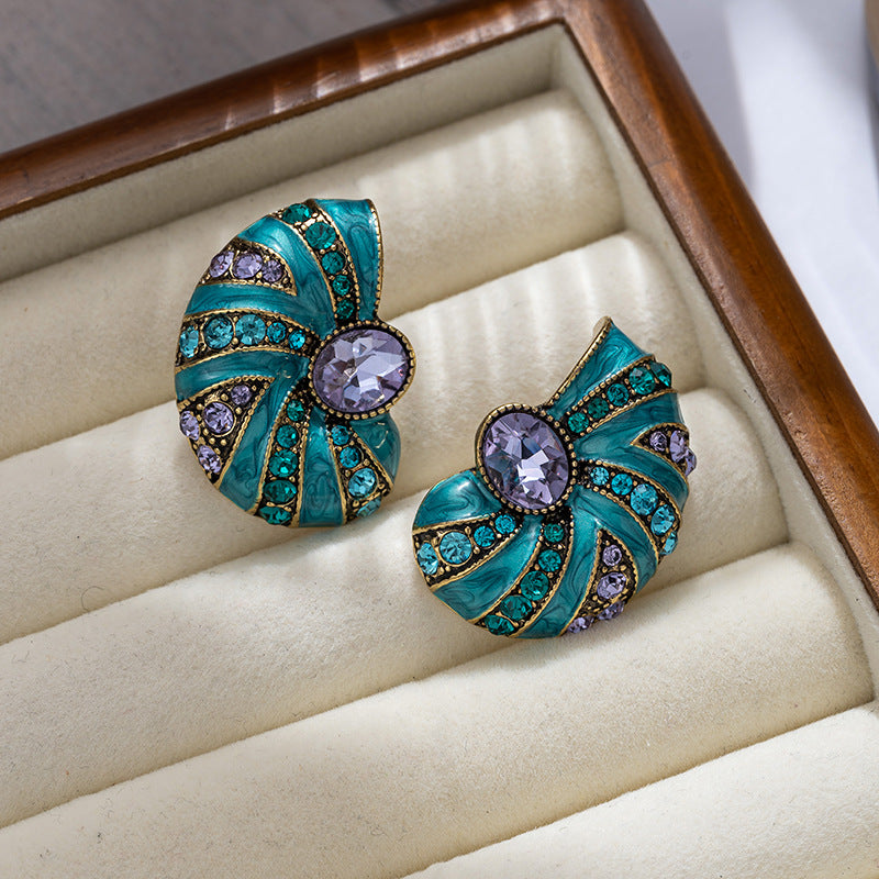 Vintage medieval earrings for women retro color oil drop palace style earrings new Chinese style French temperament earrings-Mix MIx Style