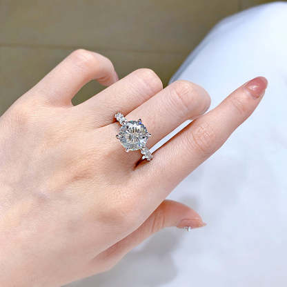 Dainty Solitarie Claw Round Cut Moissanite Diamond 4ct 18k White Gold Plated Engagement Ring | Mix Mix Style-Mix MIx Style
