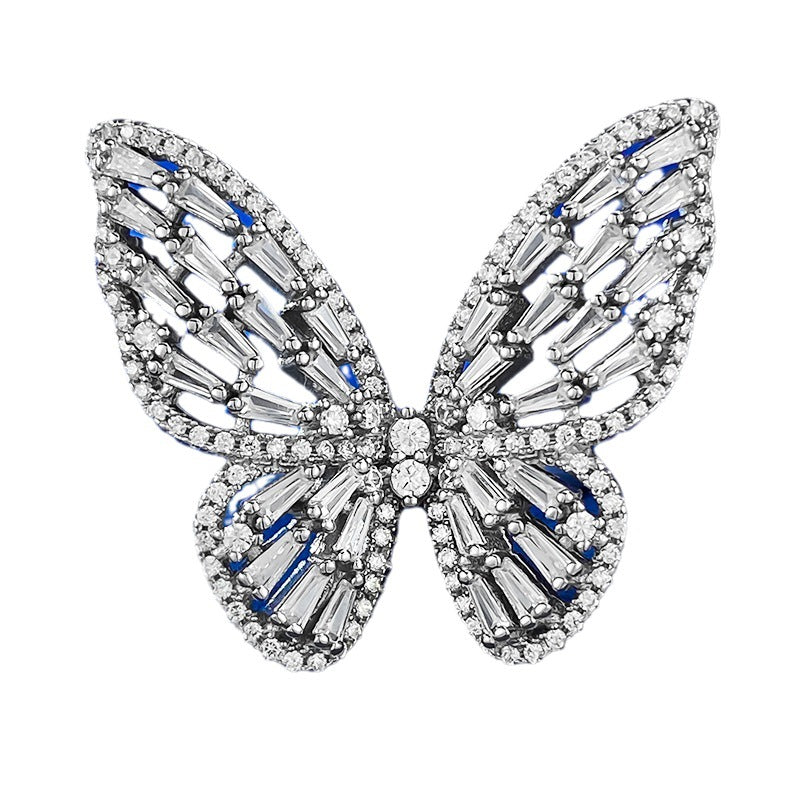 Mujing Jewelry S925 Silver New Style Exaggerated Seiko Butterfly Sterling Silver Ring Wide Version European and American Wholesale Jewelry-Mix MIx Style