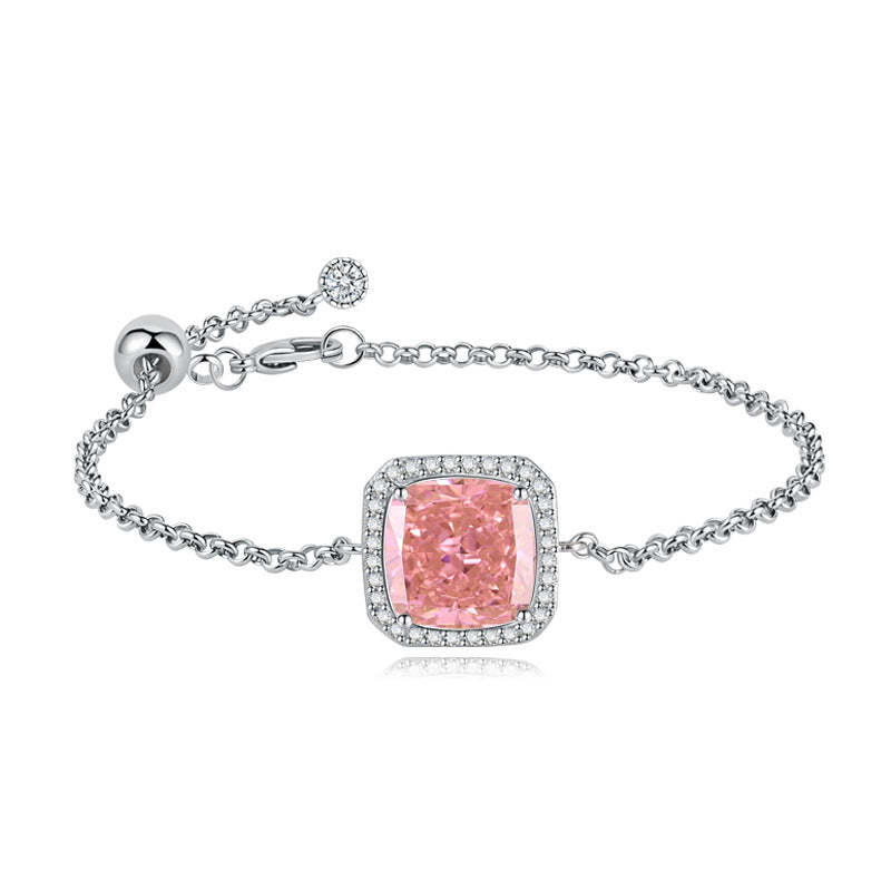 Classic Pink Trendy Cushion Cut Moissanite Diamond Dainty Elegant 18k 