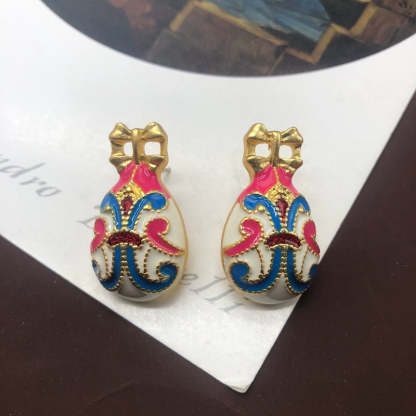 Colorful enamel glaze plated real gold matte gold bracelet necklace earrings gemstone set  | Mix Mix Style [Hot Seller]-Mix MIx Style