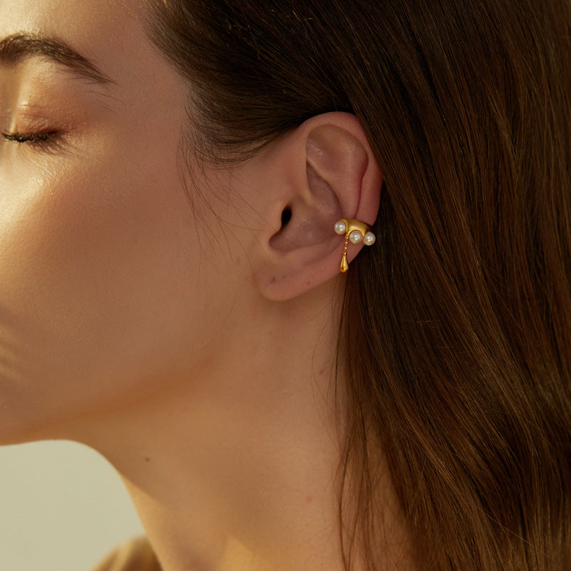 Looking for original design water-shaped S925 sterling silver smart water drop earrings with pearls ear bone clips for those without pierced ears-Mix MIx Style