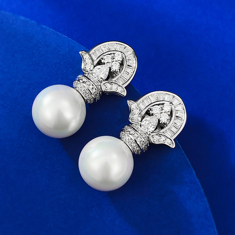 Mujing Jewelry 2023 New 925 Silver Synthetic 11mm Pearl Earrings Fashionable Second-hand Model Douyin Hot Sale-Mix MIx Style