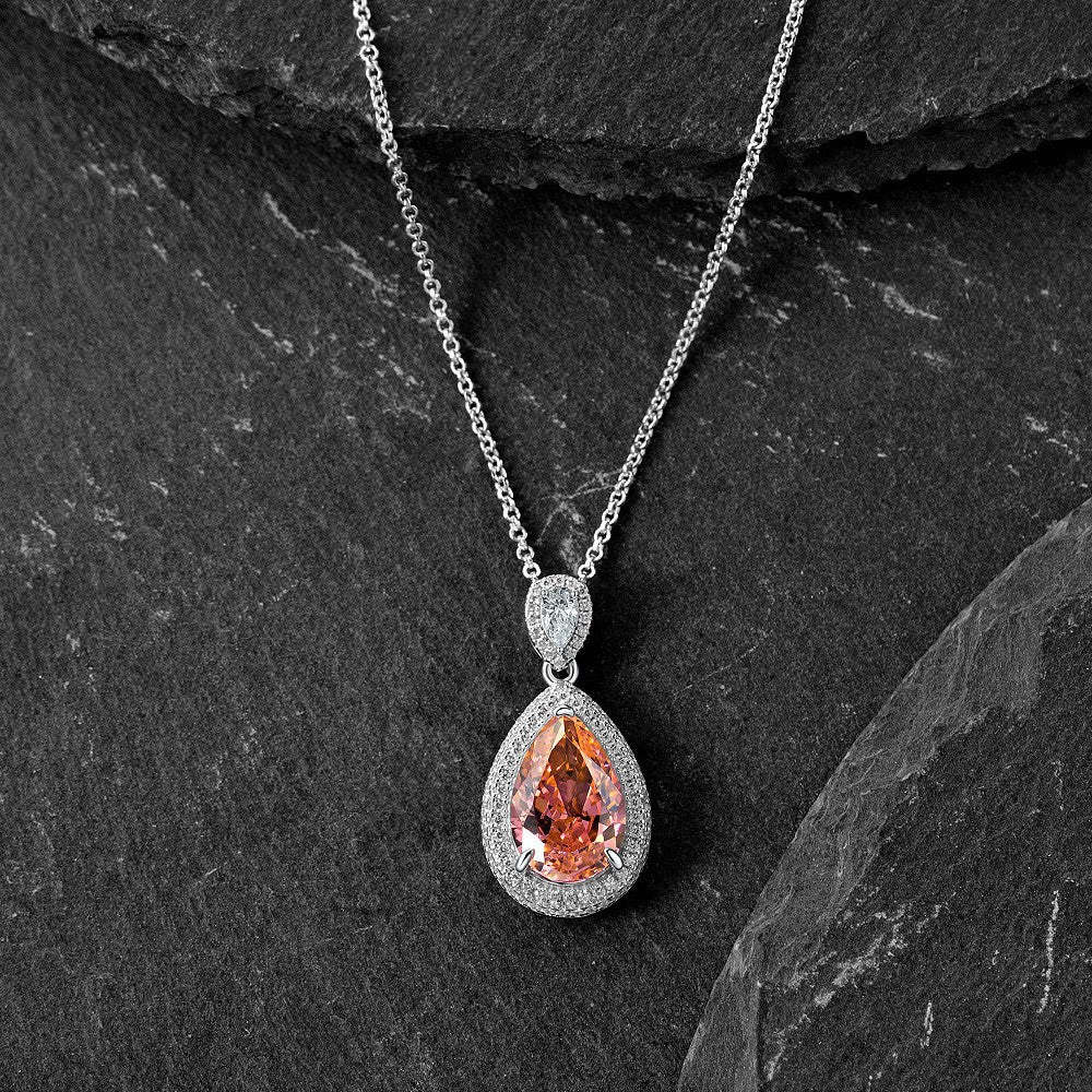 Pink Classic Timeless Pear Cut Moissanite Diamond 4ct Pendant Elegant 