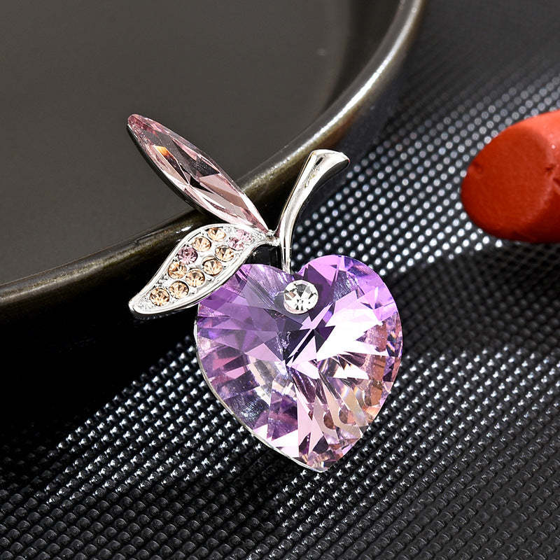 INS new sweet pure cute love Austrian crystal cherry elegant exquisite brooch coat accessories female-Mix MIx Style