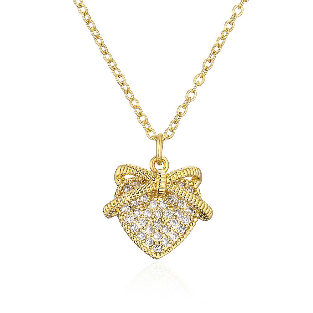 Australian ancient French elegant zircon pearl heart pendant necklace 
