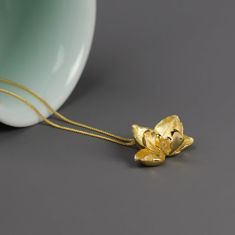 Flower Petals Vintage Pendant Luxury 18k White/Vermeil Gold Plated Necklace Jewelry | Mix Mix Style-Mix MIx Style
