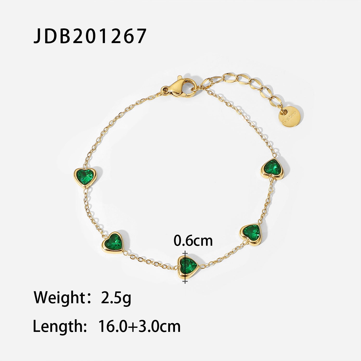 Classic Green Moissanite 18k Gold-plated Chain Bracelet | Mix Mix Style [Hot Seller]-Mix MIx Style