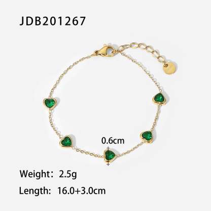 Classic Green Moissanite 18k Gold-plated Chain Bracelet | Mix Mix Style [Hot Seller]-Mix MIx Style