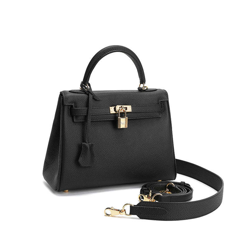 First layer of cowhide 2024 new style high-end wide shoulder strap Kelly bag women's single shoulder crossbody handbag niche-Mix MIx Style
