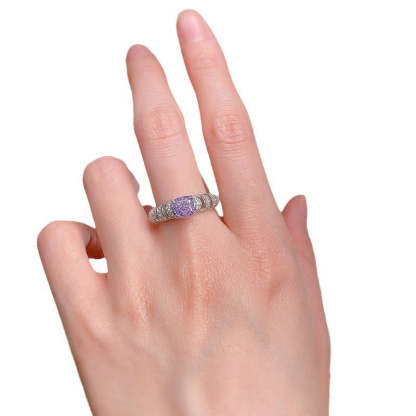 Mujing Jewelry's new purple high carbon diamond ring full body s925 inlaid 6*6 European and American style light luxury women's ring-Mix MIx Style